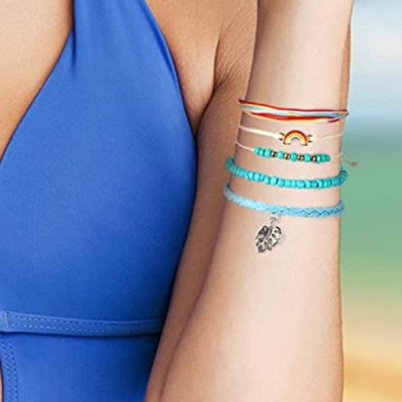 Handmade Rainbow Beaded Charm Bracelet or Anklet - Set of 3 - Picture 12 of 13